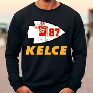 Travis Kelce Kansas City Chiefs Logo Crewneck Sweatshirt Retro Fan Apparel 17